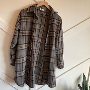 Adora brand Long Plaid Shacket - S